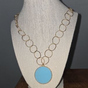 Gold and Blue Pendant Necklace
